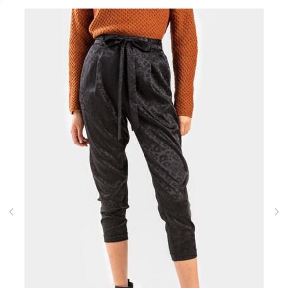 Mi Ami Andey Animal Print Black Joggers Satin Leopard Tapered Pants STYLEWS30234 - Picture 3 of 16